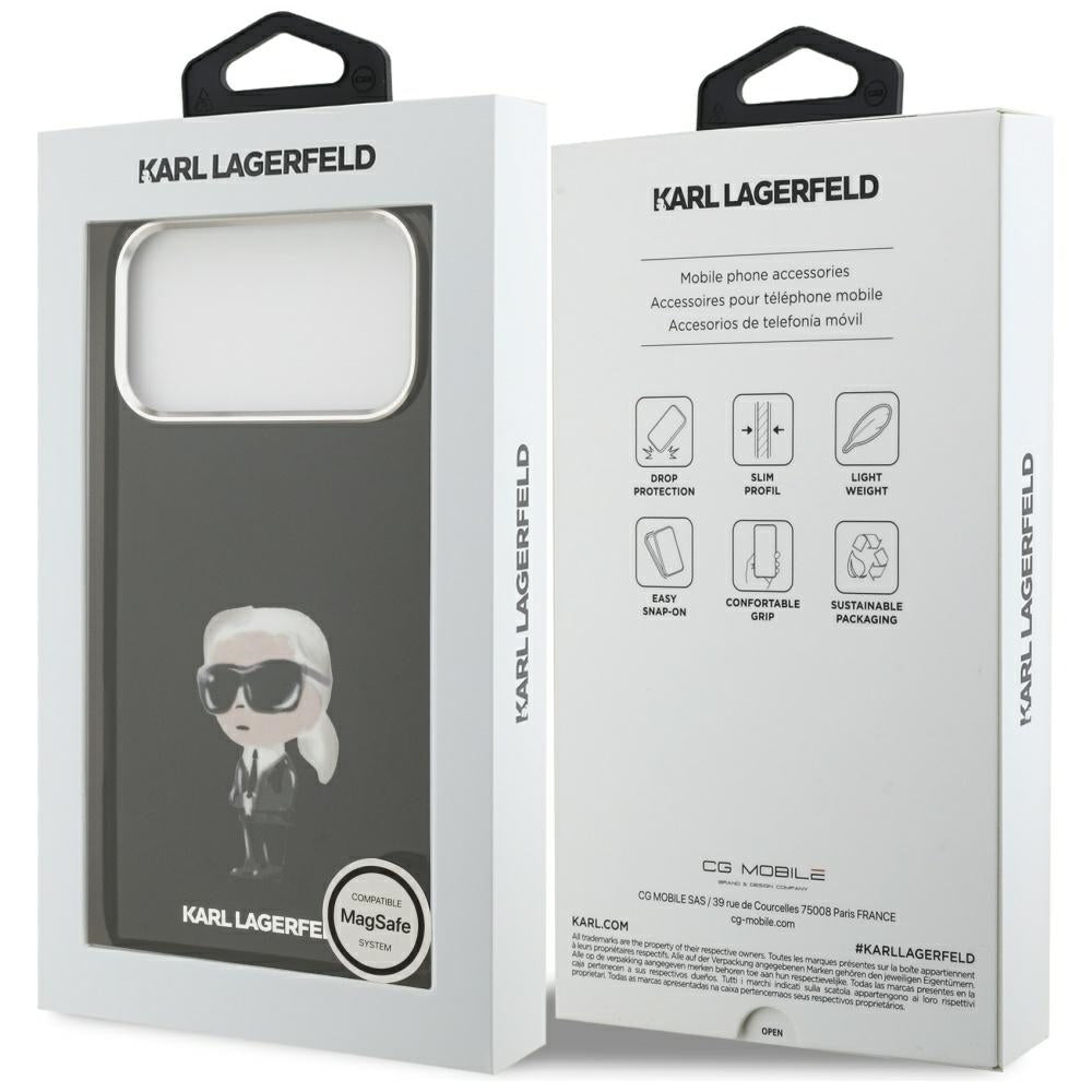 Θήκη MagSafe για Apple iPhone 17 Pro Max, Karl Lagerfeld, IML Aquarelle Karl Ikonik, Μαύρη