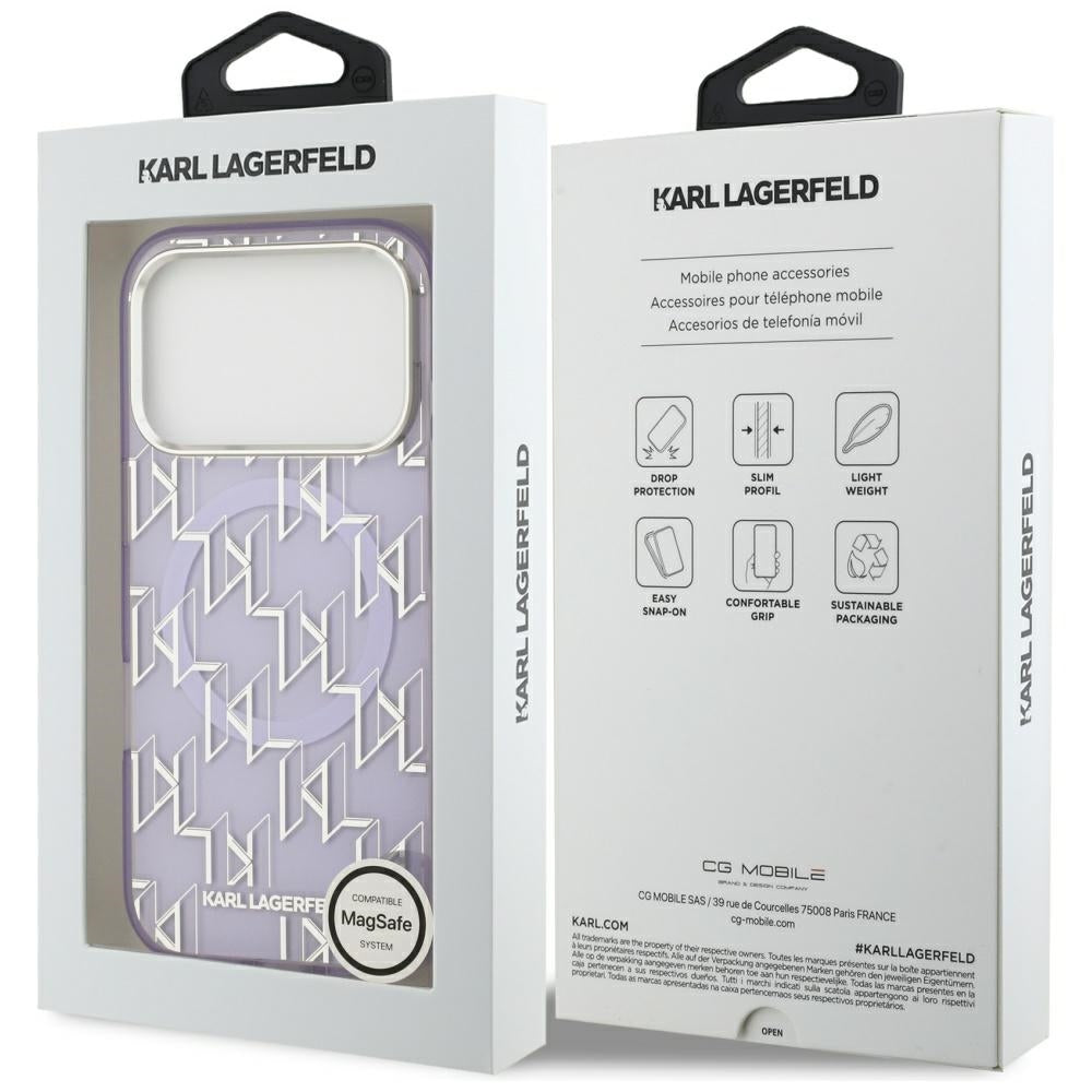 Θήκη MagSafe για Apple iPhone 17 Pro Max, Karl Lagerfeld, IML KL Monogram, Μωβ