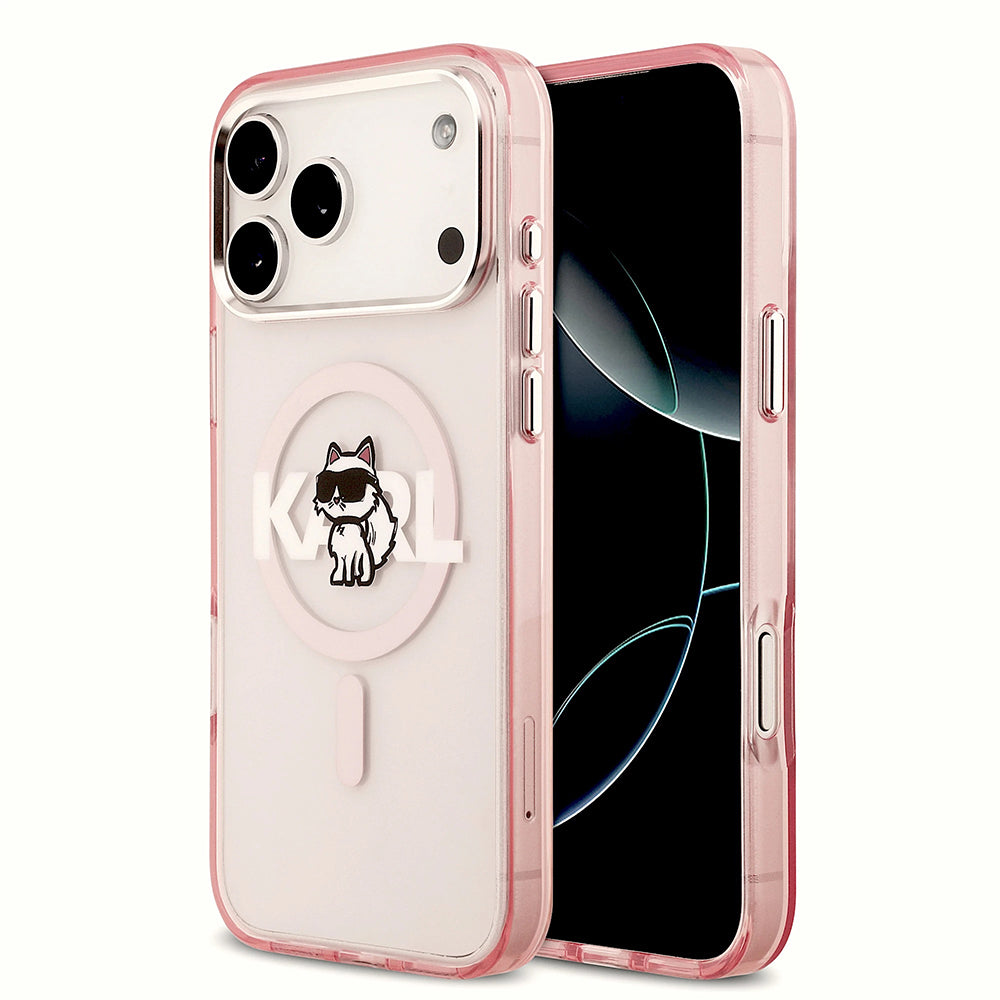 Θήκη MagSafe για Apple iPhone 17 Pro Max, Karl Lagerfeld, IML Sketch Logo Choupette, Ροζ