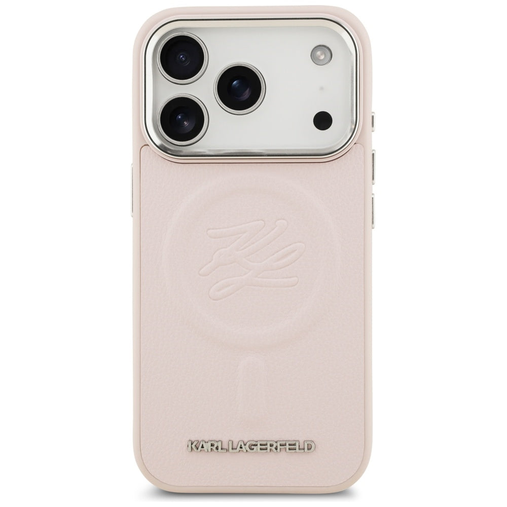 Θήκη MagSafe για Apple iPhone 17 Pro Max, Karl Lagerfeld, Initial & Metal Logo, Ροζ