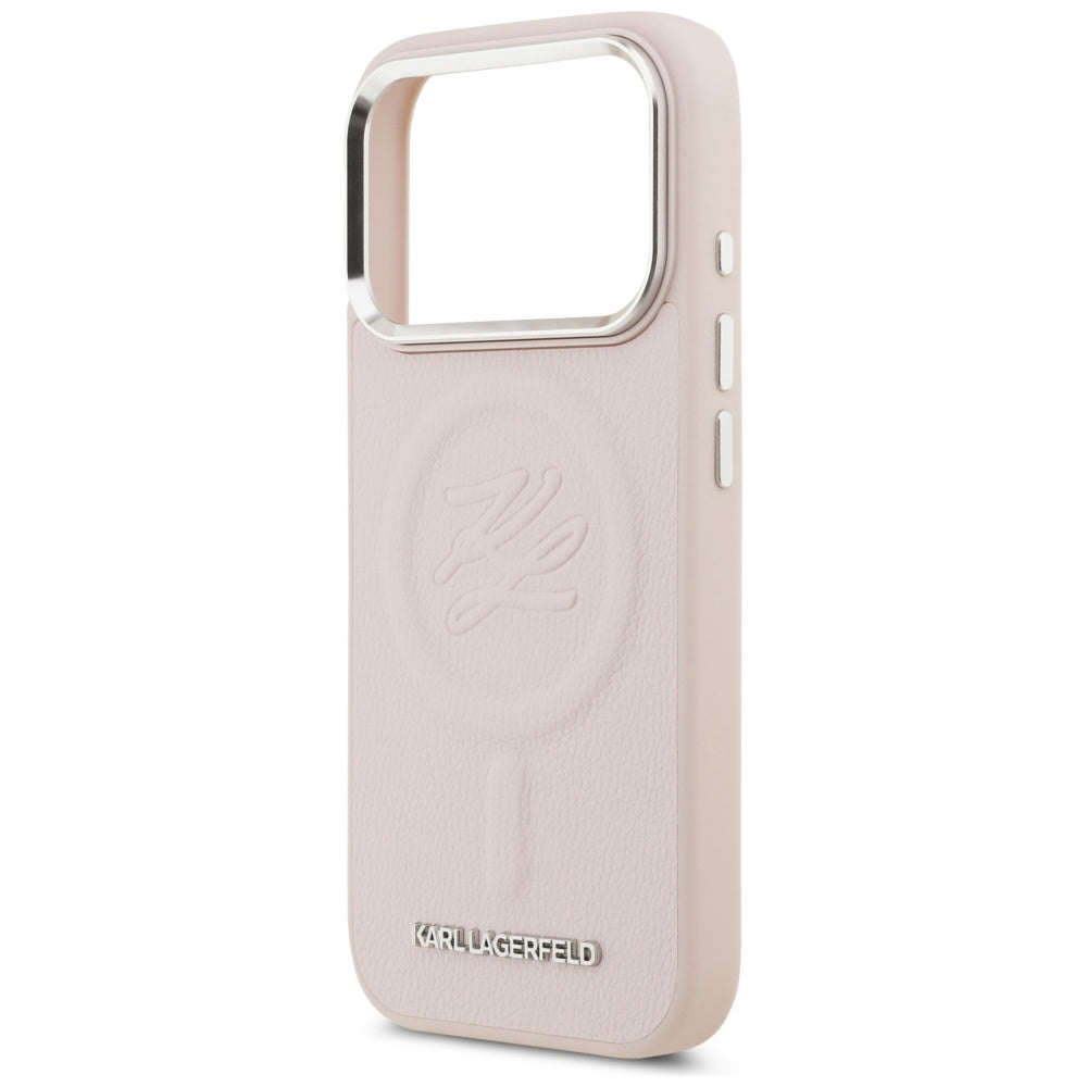 Θήκη MagSafe για Apple iPhone 17 Pro Max, Karl Lagerfeld, Initial & Metal Logo, Ροζ