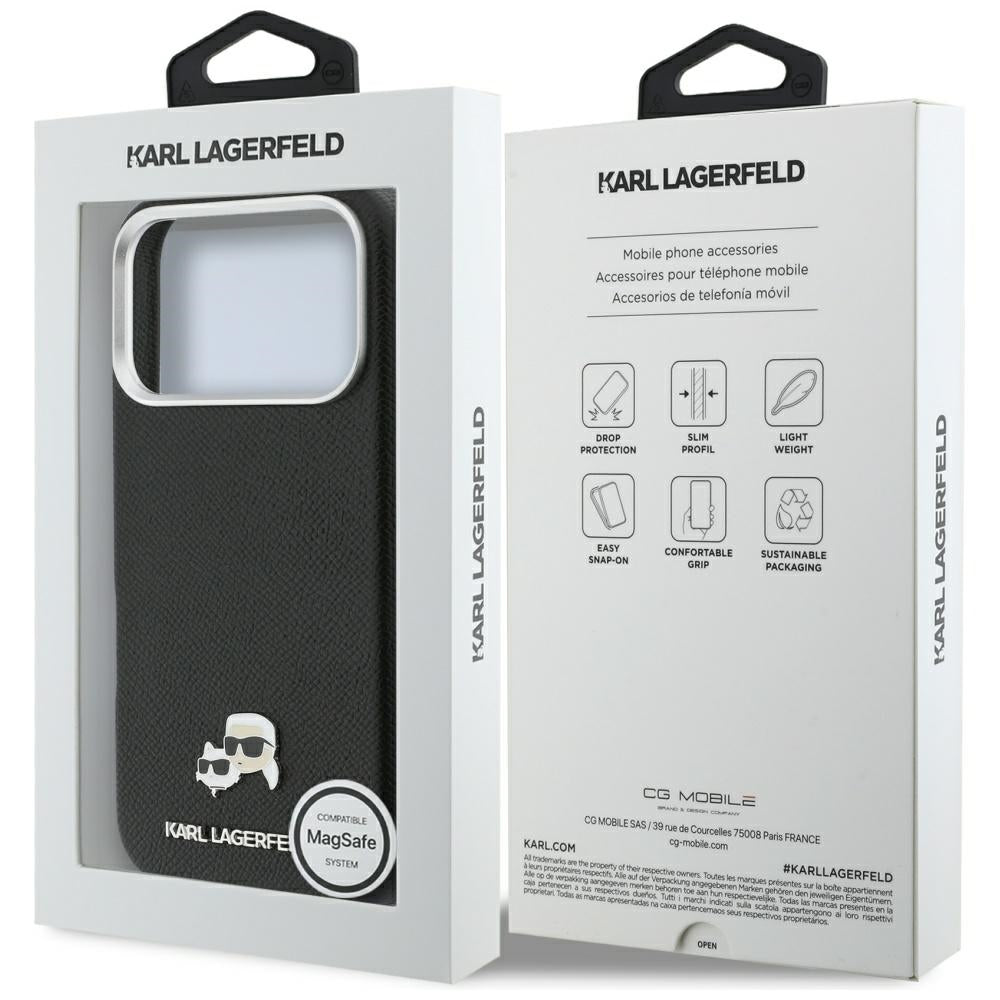 Θήκη MagSafe για Apple iPhone 17 Pro Max, Karl Lagerfeld, Karl & Choupette Head's Pin, Μαύρη
