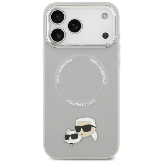 MagSafe Case for Apple iPhone 17 Pro Max, Karl Lagerfeld, Karl & Choupette Pins, Grey