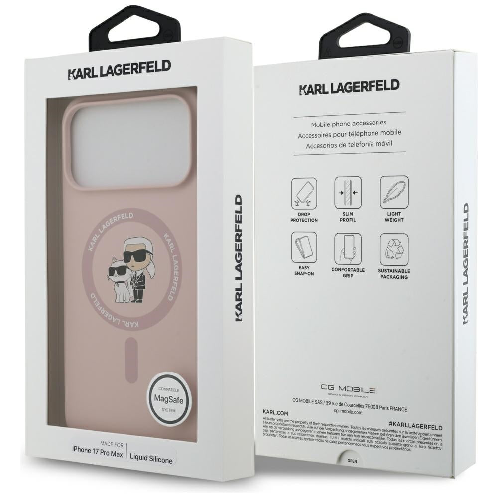 MagSafe Case for Apple iPhone 17 Pro Max, Karl Lagerfeld, Ring Karl & Choupette, Pink