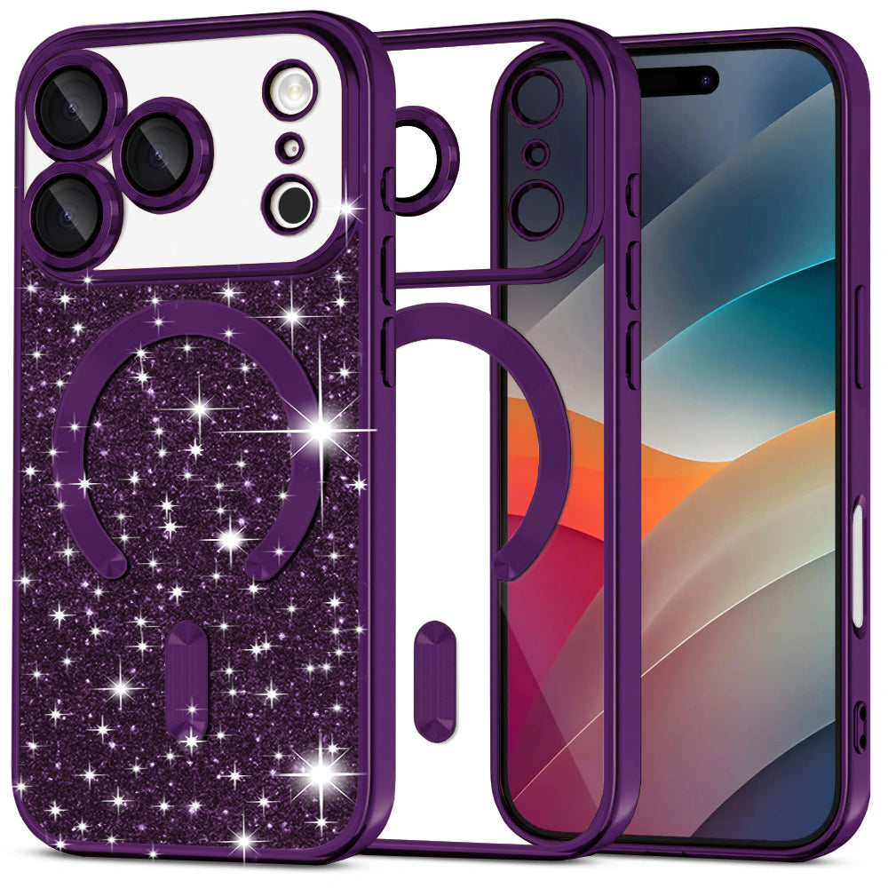 Θήκη MagSafe για Apple iPhone 17 Pro Max, Techsuit, Luxury Glitter, Σκούρο Μωβ
