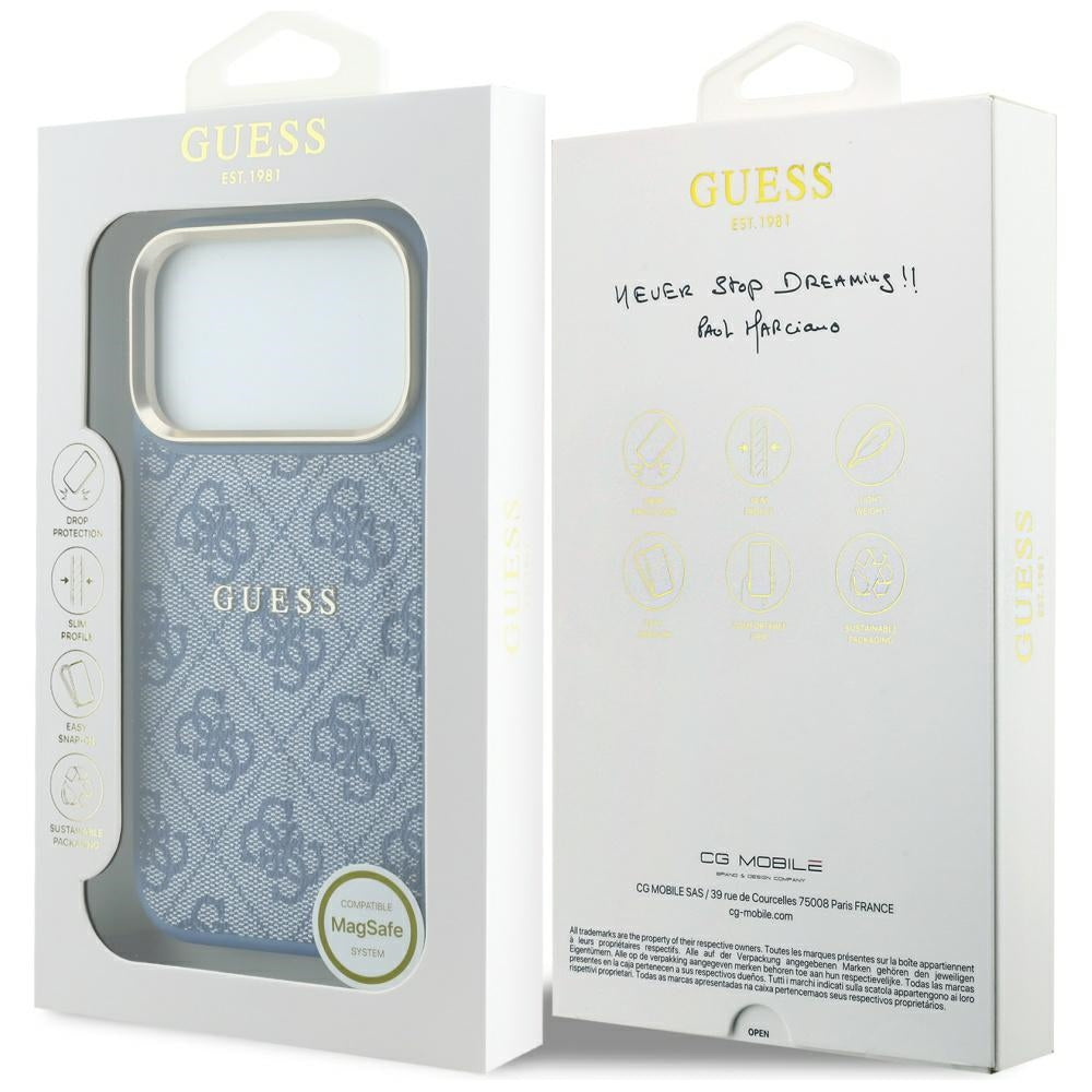 Θήκη MagSafe για Apple iPhone 18 Pro / 17 Pro, Guess, 4G Embossed Classic, Μπλε