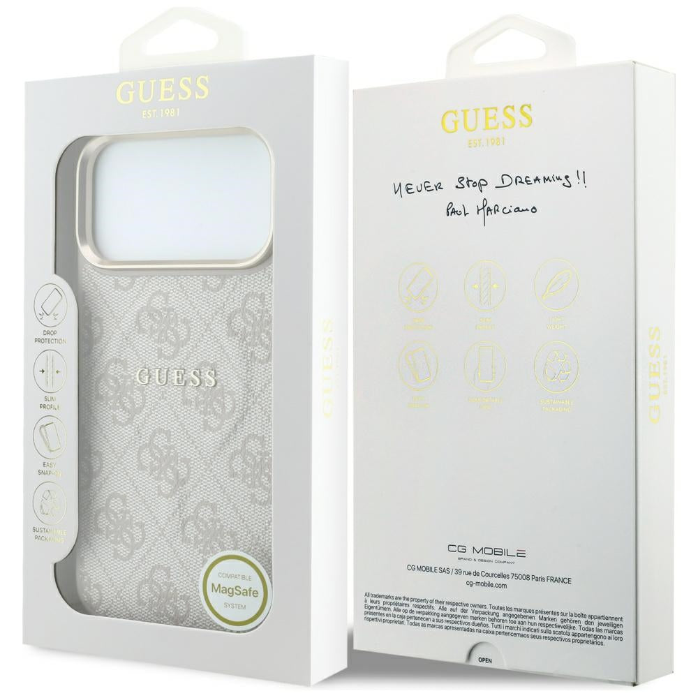 Θήκη MagSafe για Apple iPhone 18 Pro / 17 Pro, Guess, 4G Embossed Classic, Ροζ