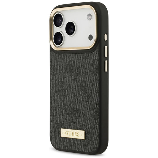 Θήκη MagSafe για Apple iPhone 18 Pro / 17 Pro, Guess, 4G Logo Plate, Μαύρη