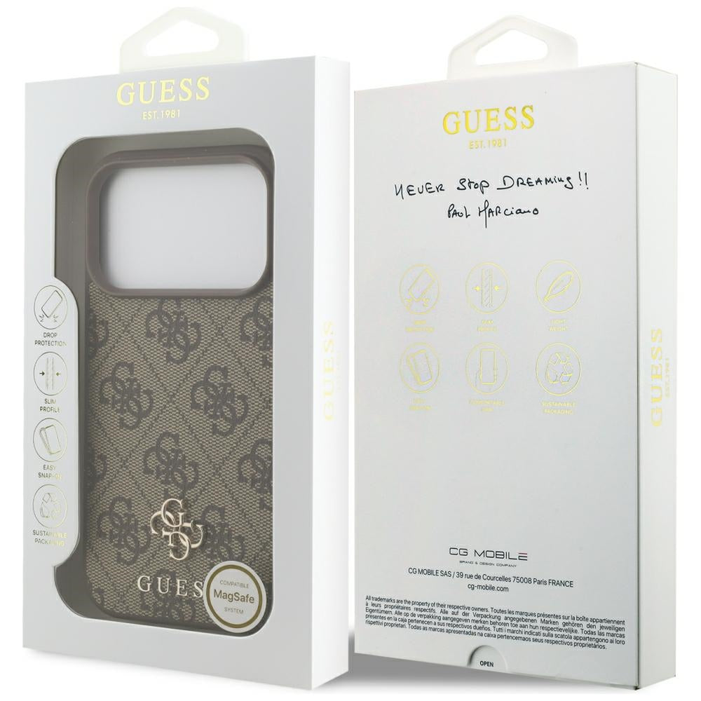 Θήκη MagSafe για Apple iPhone 18 Pro / 17 Pro, Guess, 4G Small and Classic, Καφέ