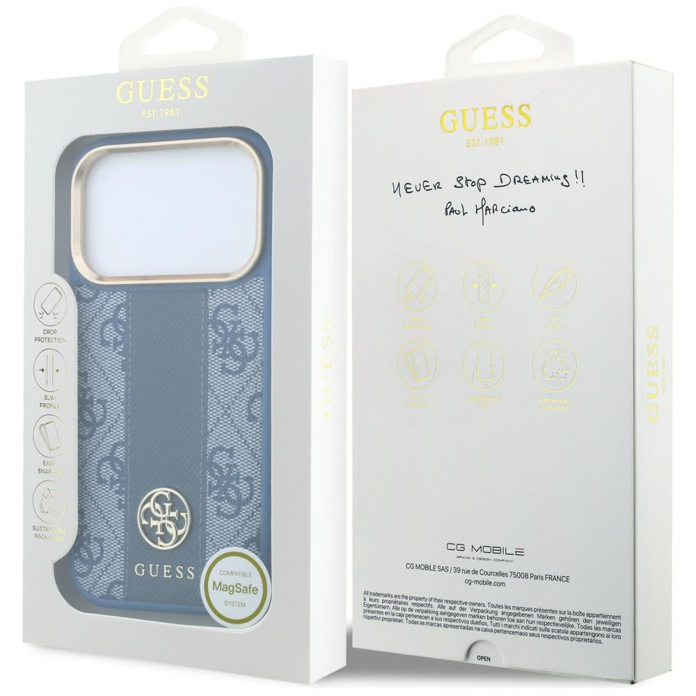 Θήκη MagSafe για Apple iPhone 18 Pro / 17 Pro, Guess, 4G Stripe Round Classic Logo, Μπλε