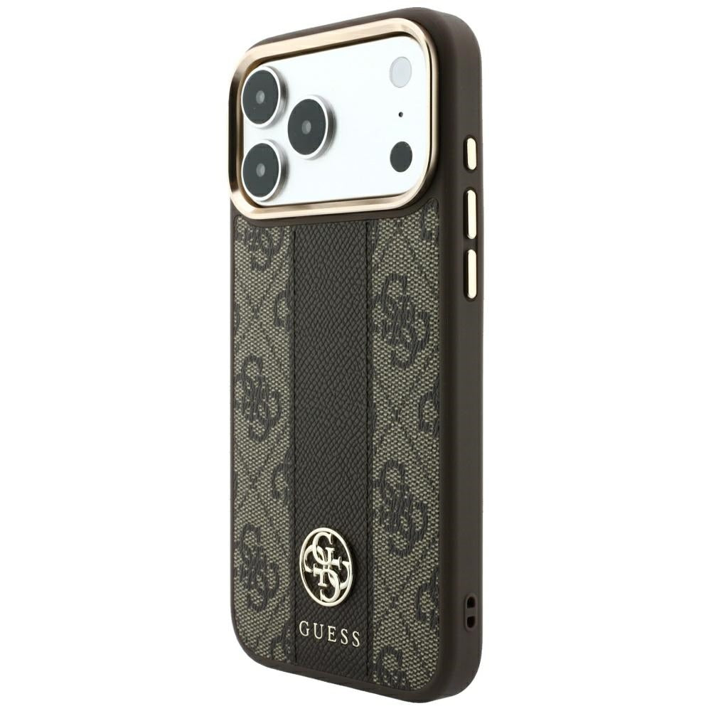 Θήκη MagSafe για Apple iPhone 18 Pro / 17 Pro, Guess, 4G Stripe Round Classic Logo, Καφέ