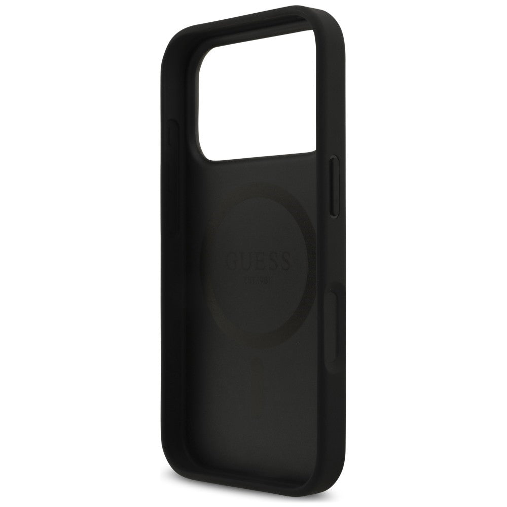 Θήκη MagSafe για Apple iPhone 18 Pro / 17 Pro, Guess, Croco Triangle Logo, Μαύρη