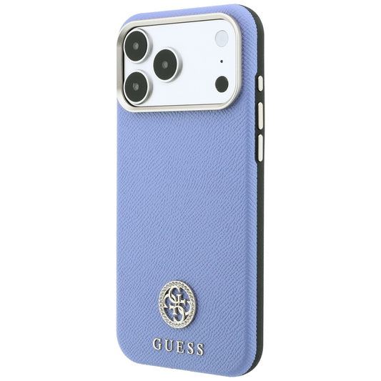 MagSafe Case for Apple iPhone 18 Pro / 17 Pro, Guess, Grained Round Strass Logo, Blue