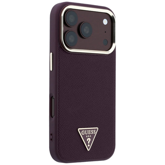 Θήκη MagSafe για Apple iPhone 18 Pro / 17 Pro, Guess, Λογότυπο Τριγώνου με Υφή, Βυσσινί