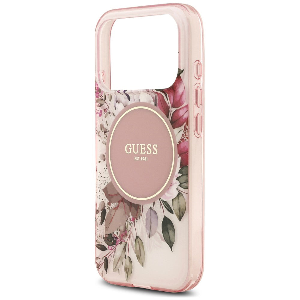 Θήκη MagSafe για Apple iPhone 18 Pro / 17 Pro, Guess, IML Flower & Tonal Circle, Ροζ
