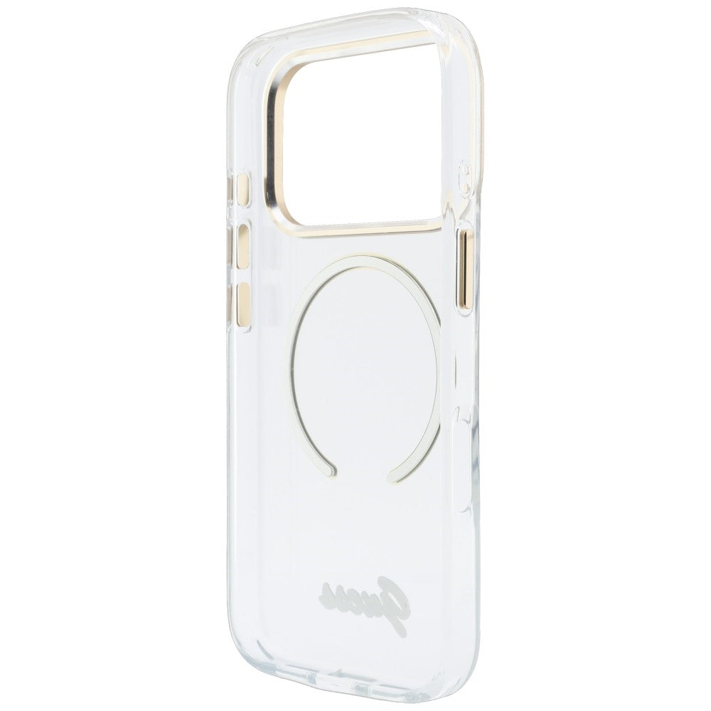 Θήκη MagSafe για Apple iPhone 18 Pro / 17 Pro, Guess, IML Script Metal, διάφανη