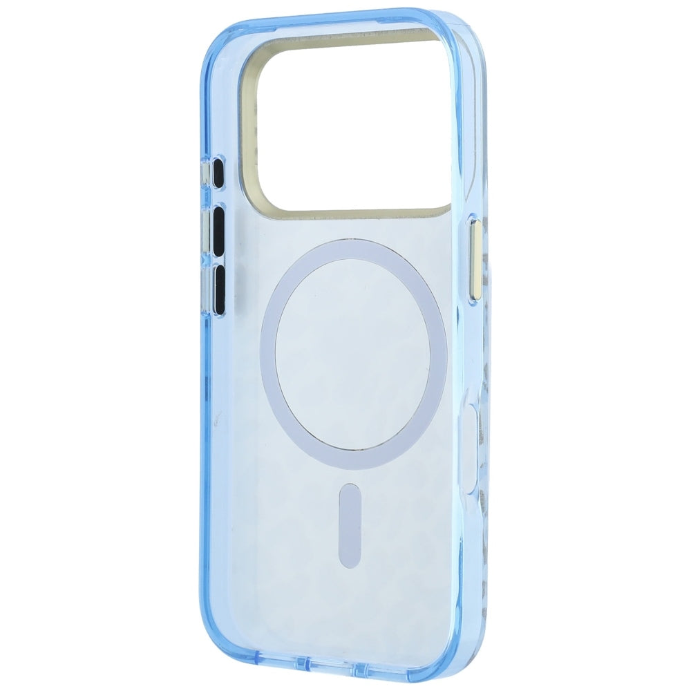 Θήκη MagSafe για Apple iPhone 18 Pro / 17 Pro, Guess, Λογότυπο Τρίγωνο με Λάμψη Λεοπάρ, Μπλε