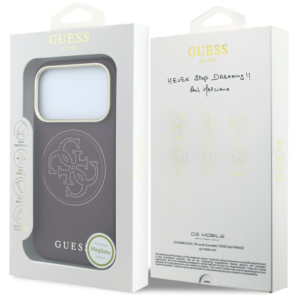 Θήκη MagSafe για Apple iPhone 18 Pro / 17 Pro, Guess, Διάτρητη 4G, Βυσσινί
