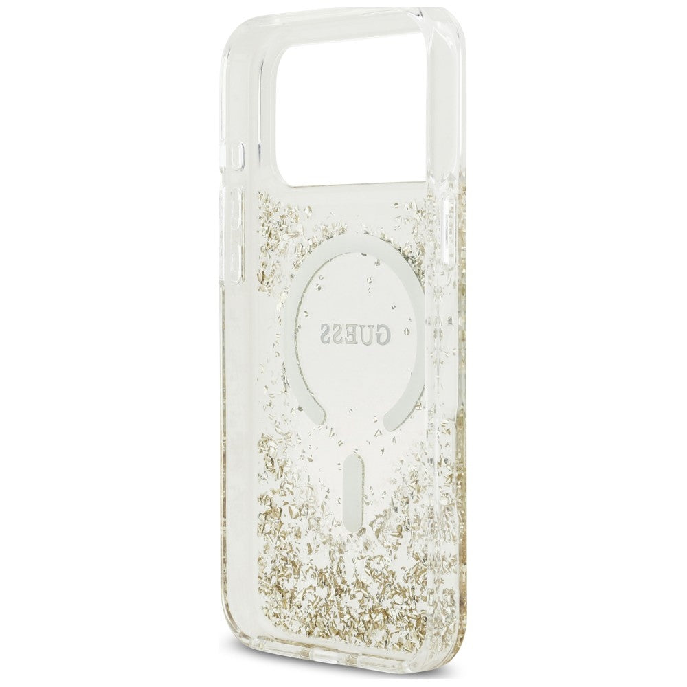 Θήκη MagSafe για Apple iPhone 18 Pro / 17 Pro, Guess, Glitter με ρητίνη στο κάτω μέρος, Χρυσή