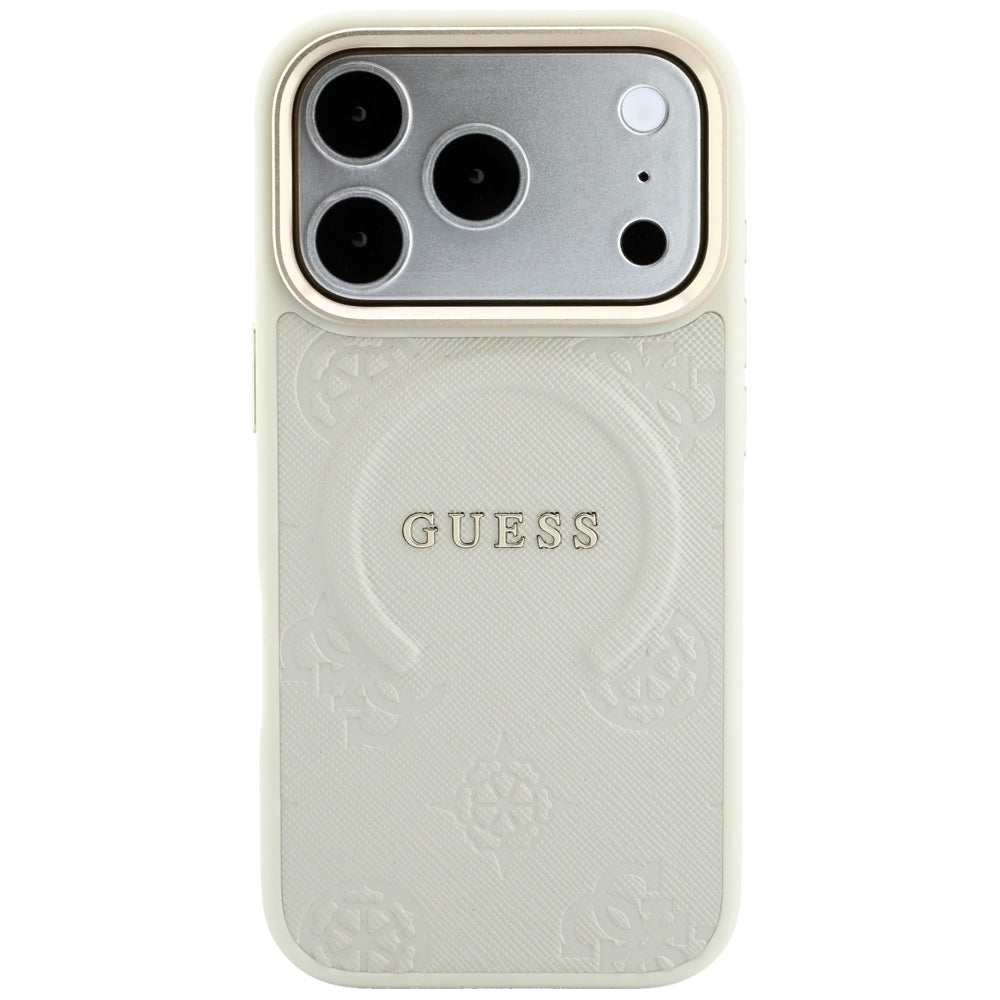 Θήκη MagSafe για Apple iPhone 18 Pro / 17 Pro, Guess, Saffiano Peony Ring, Μπεζ
