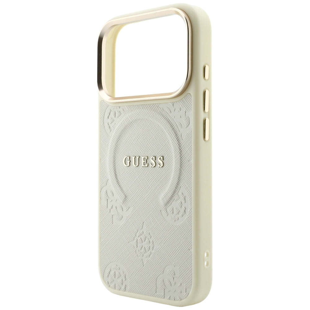 Θήκη MagSafe για Apple iPhone 18 Pro / 17 Pro, Guess, Saffiano Peony Ring, Μπεζ