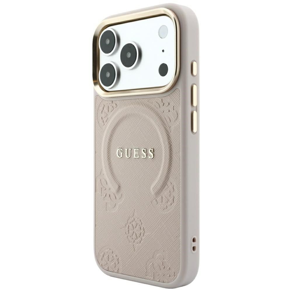 Θήκη MagSafe για Apple iPhone 18 Pro / 17 Pro, Guess, Saffiano Peony Ring, Ροζ