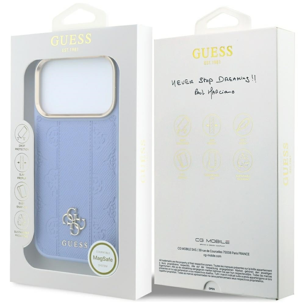 Θήκη MagSafe για Apple iPhone 18 Pro / 17 Pro, Guess, Stripe Peony 4G, Bleu