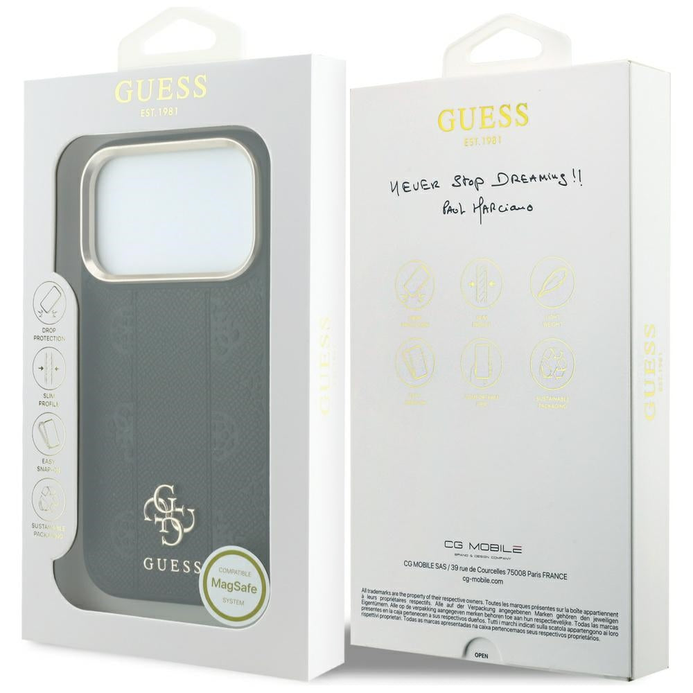 Θήκη MagSafe για Apple iPhone 18 Pro / 17 Pro, Guess, Stripe Peony 4G, Μαύρο
