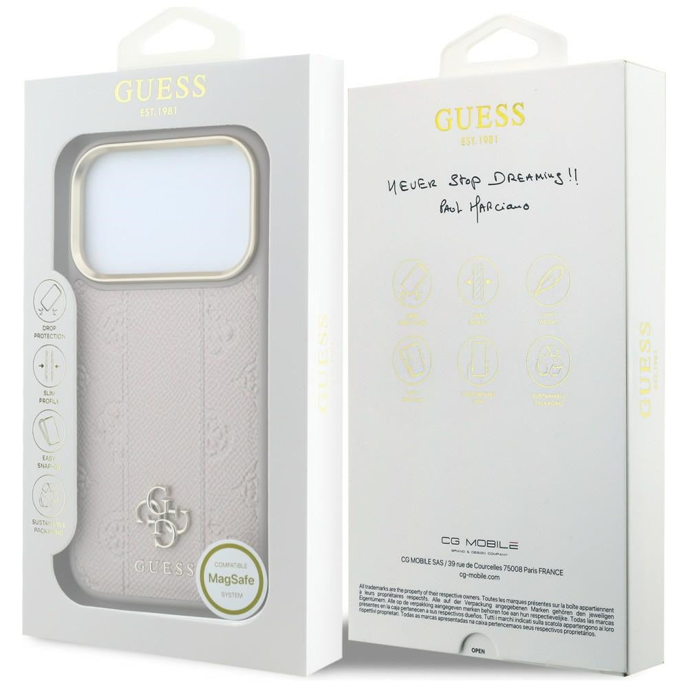 Θήκη MagSafe για Apple iPhone 18 Pro / 17 Pro, Guess, Stripe Peony 4G, Ροζ
