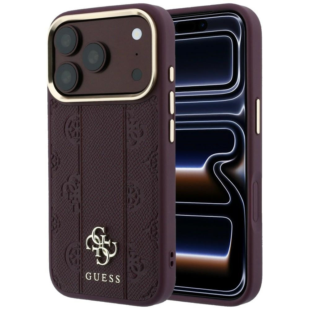 Θήκη MagSafe για Apple iPhone 18 Pro / 17 Pro, Guess, Stripe Peony 4G, Βυσσινί