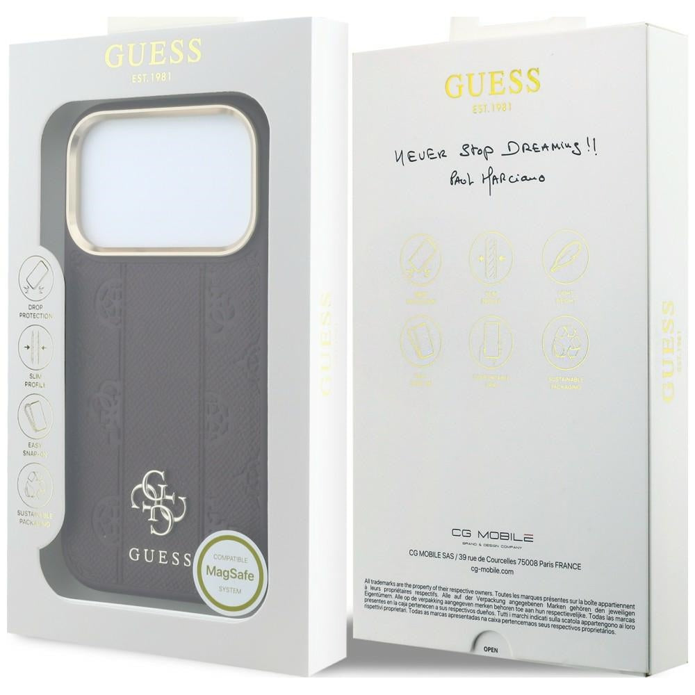 Θήκη MagSafe για Apple iPhone 18 Pro / 17 Pro, Guess, Stripe Peony 4G, Βυσσινί