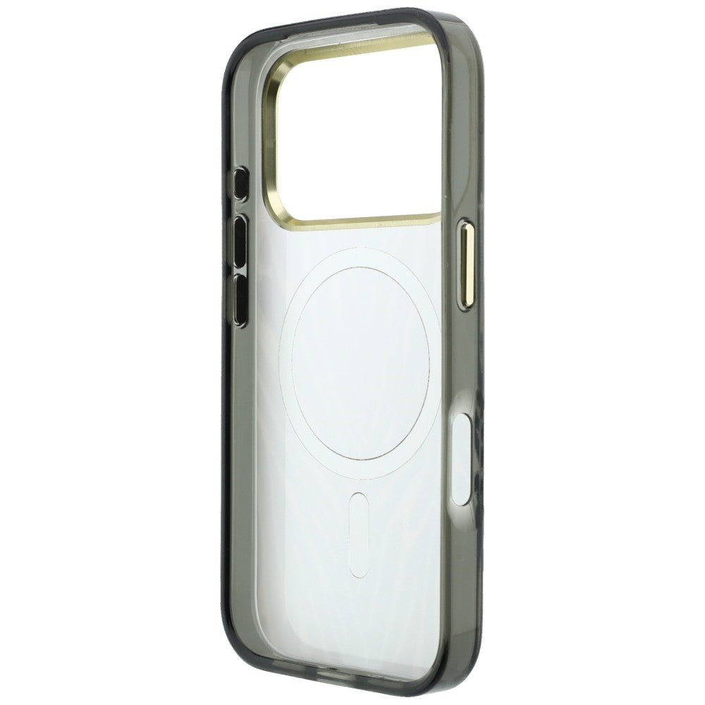 Θήκη MagSafe για Apple iPhone 18 Pro / 17 Pro, Guess, Zebra Glitter Triangle Logo, Ασημί