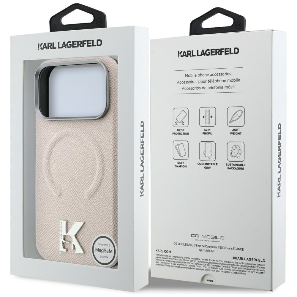 Θήκη MagSafe για Apple iPhone 18 Pro / 17 Pro, Karl Lagerfeld, Grained Embossed Ring, Μπεζ