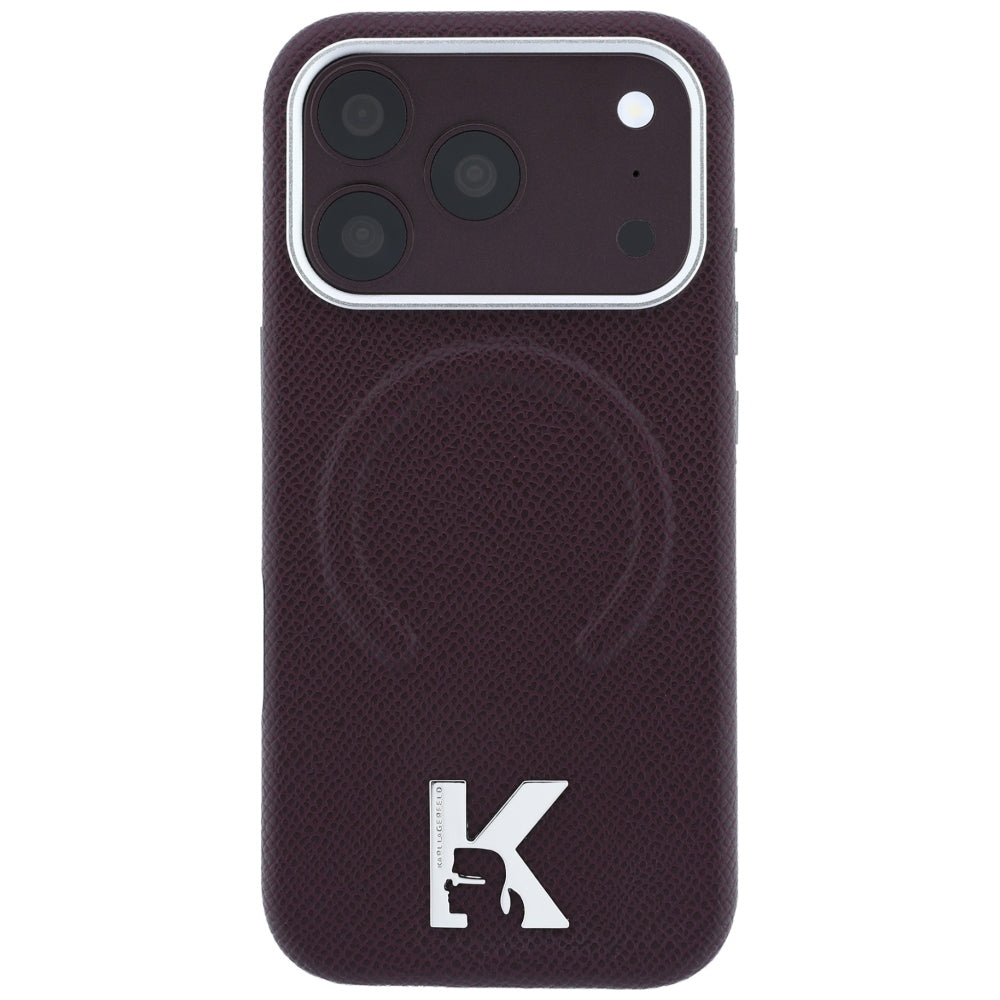 Θήκη MagSafe για Apple iPhone 18 Pro / 17 Pro, Karl Lagerfeld, Grained Embossed Ring, Βυσσινί