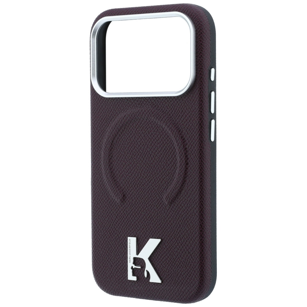 Θήκη MagSafe για Apple iPhone 18 Pro / 17 Pro, Karl Lagerfeld, Grained Embossed Ring, Βυσσινί