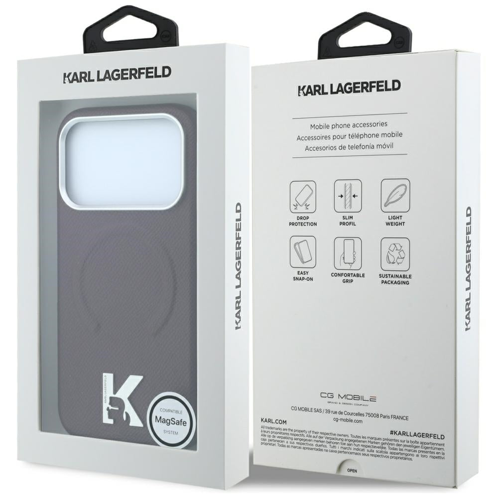 Θήκη MagSafe για Apple iPhone 18 Pro / 17 Pro, Karl Lagerfeld, Grained Embossed Ring, Βυσσινί