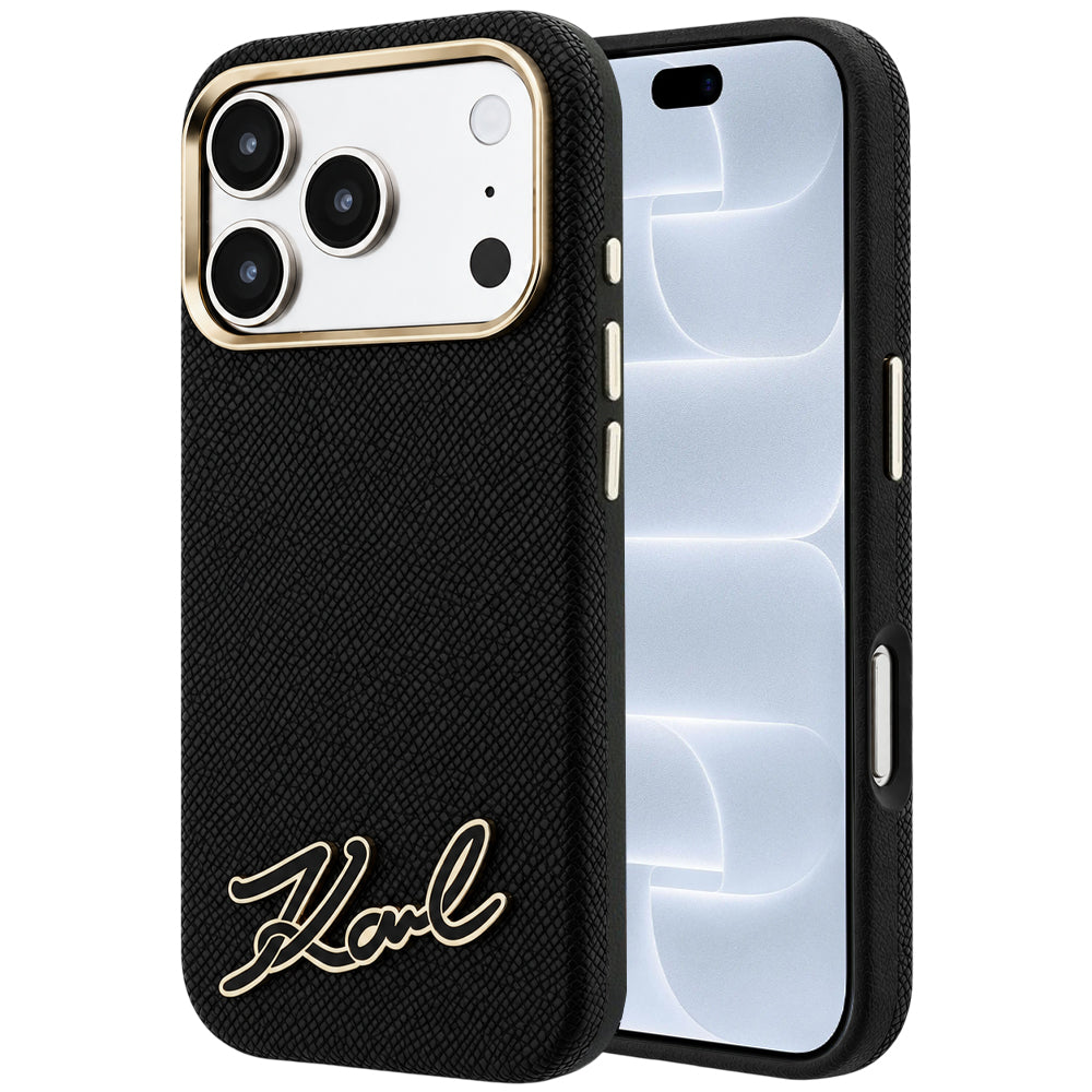 Θήκη MagSafe για Apple iPhone 18 Pro / 17 Pro, Karl Lagerfeld, Λογότυπο από Ρητίνη με Υφή, Μαύρο
