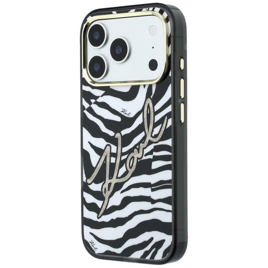 Θήκη MagSafe για Apple iPhone 18 Pro / 17 Pro, Karl Lagerfeld, HC IML Signature Zebra Glitter Gold, Μαύρο