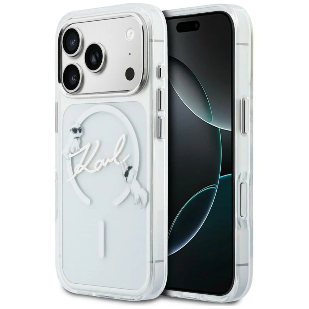 Θήκη MagSafe για Apple iPhone 18 Pro / 17 Pro, Karl Lagerfeld, IML Choupette Karl Script Logo, Διαφανής