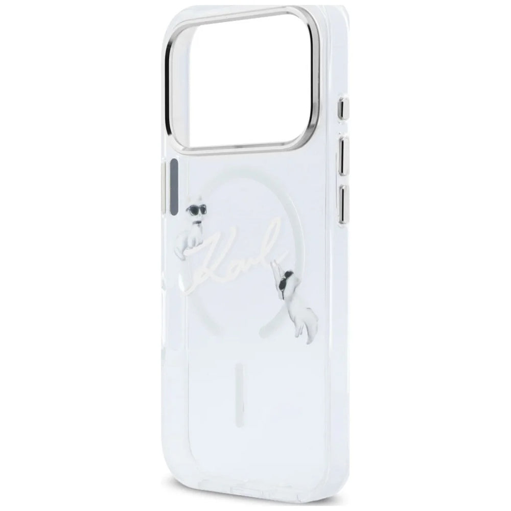 Θήκη MagSafe για Apple iPhone 18 Pro / 17 Pro, Karl Lagerfeld, IML Choupette Karl Script Logo, Διαφανής