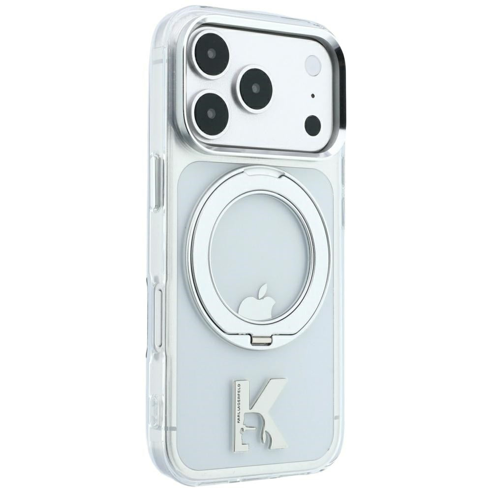 Θήκη MagSafe για Apple iPhone 18 Pro / 17 Pro, Karl Lagerfeld, IML Ring Stand Kameo Metal, Διαφανής