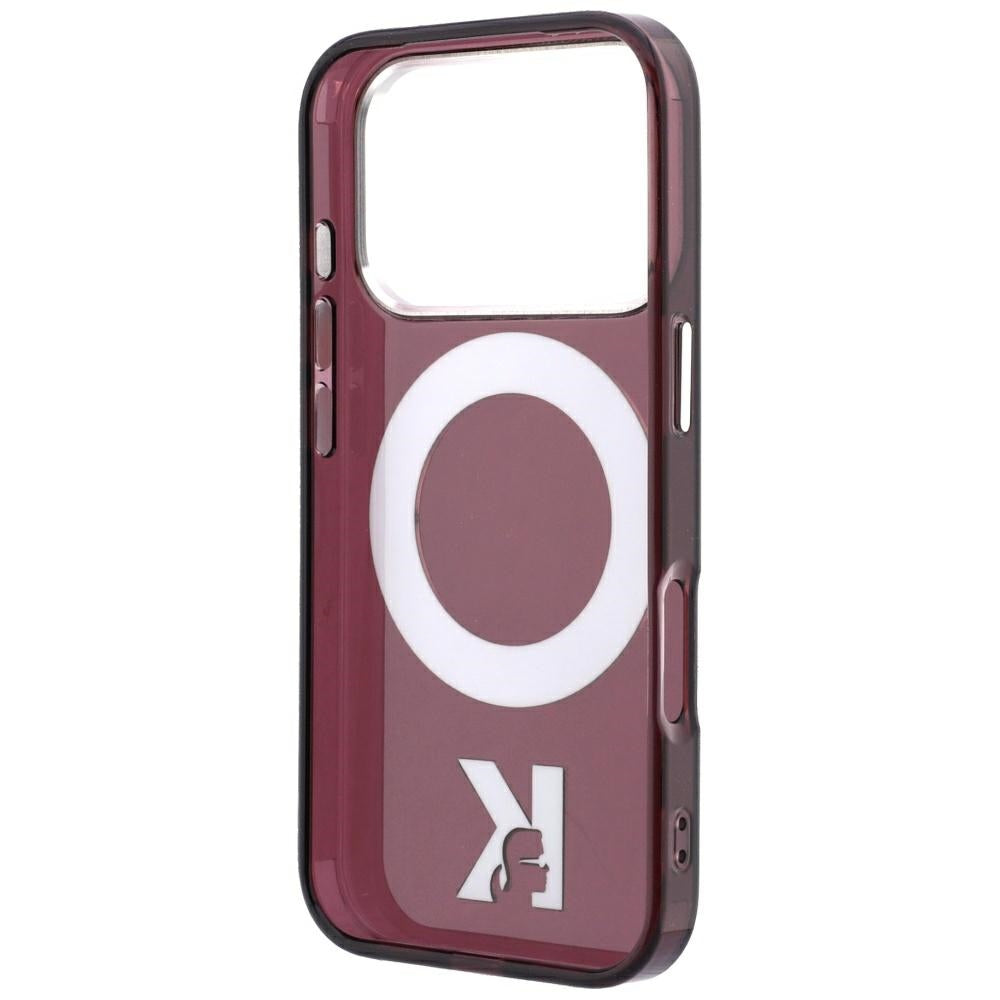 Θήκη MagSafe για Apple iPhone 18 Pro / 17 Pro, Karl Lagerfeld, IML Ring Stand Kameo Metal, Βυσσινί