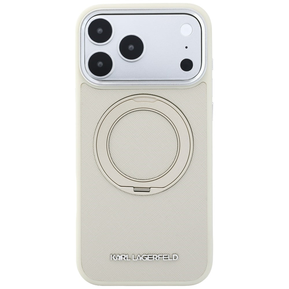 Θήκη MagSafe για Apple iPhone 18 Pro / 17 Pro, Karl Lagerfeld, Ring Stand 360 Saffiano, Μπεζ