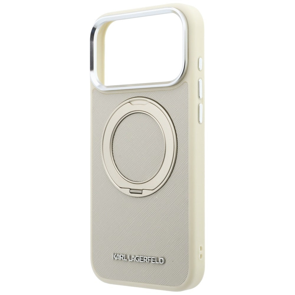Θήκη MagSafe για Apple iPhone 18 Pro / 17 Pro, Karl Lagerfeld, Ring Stand 360 Saffiano, Μπεζ