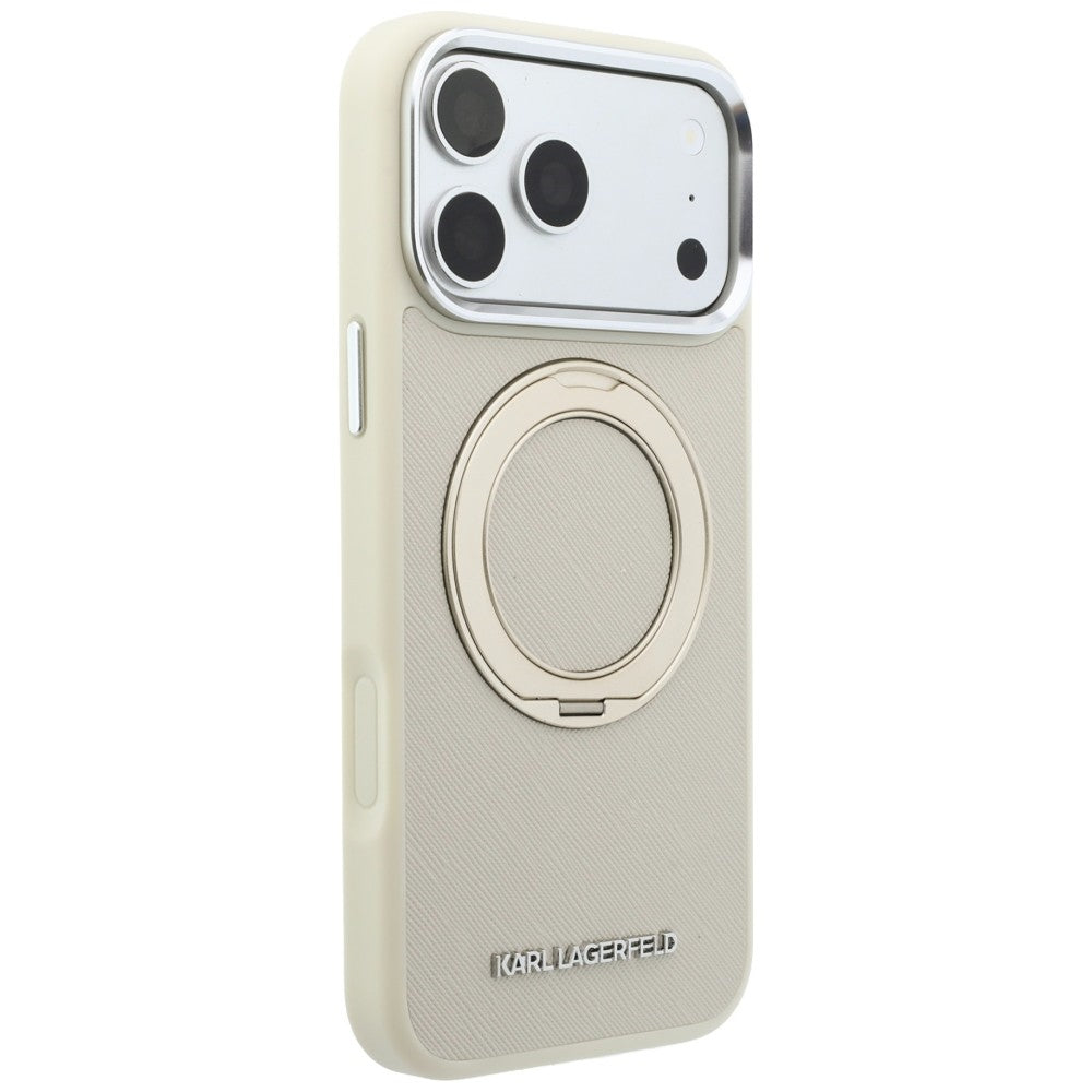 Θήκη MagSafe για Apple iPhone 18 Pro / 17 Pro, Karl Lagerfeld, Ring Stand 360 Saffiano, Μπεζ