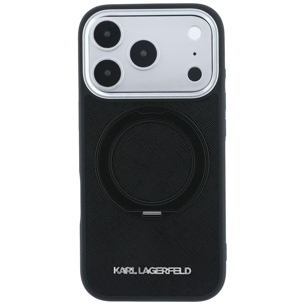 Θήκη MagSafe για Apple iPhone 18 Pro / 17 Pro, Karl Lagerfeld, Ring Stand 360 Saffiano, Μαύρη