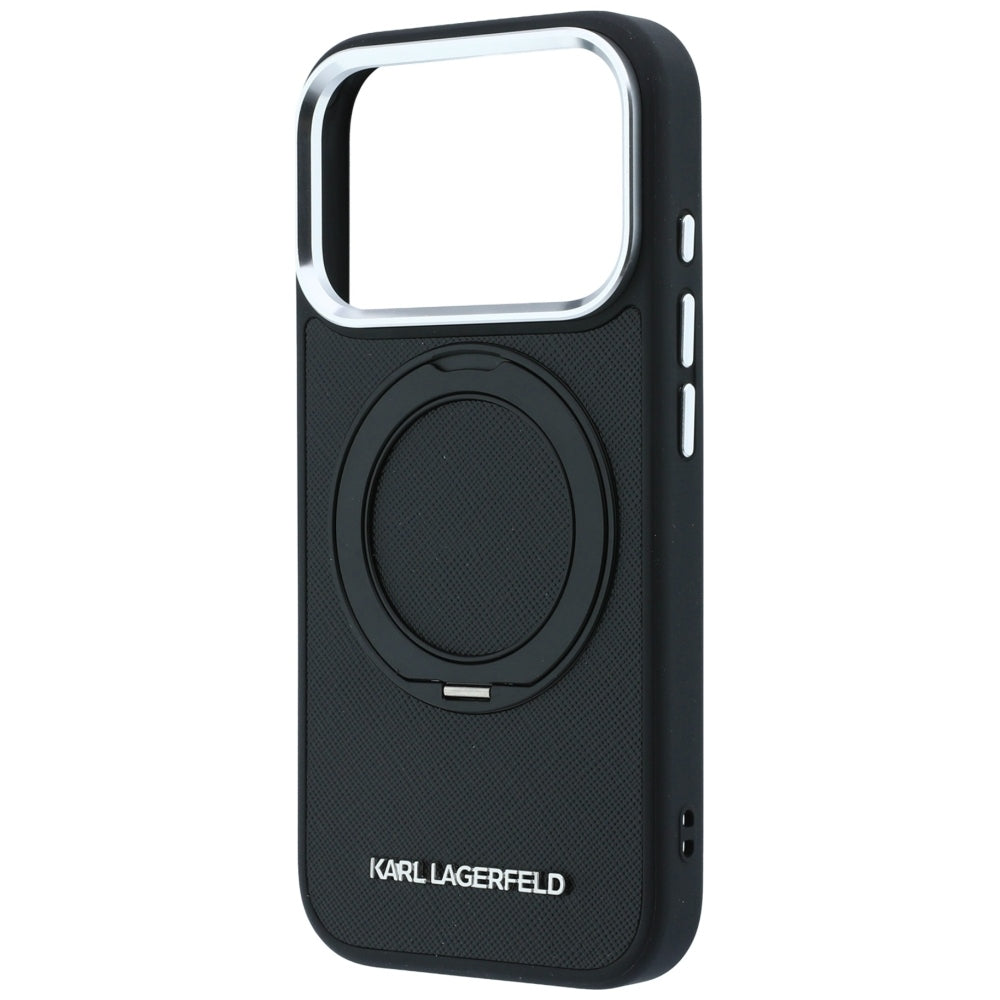 Θήκη MagSafe για Apple iPhone 18 Pro / 17 Pro, Karl Lagerfeld, Ring Stand 360 Saffiano, Μαύρη