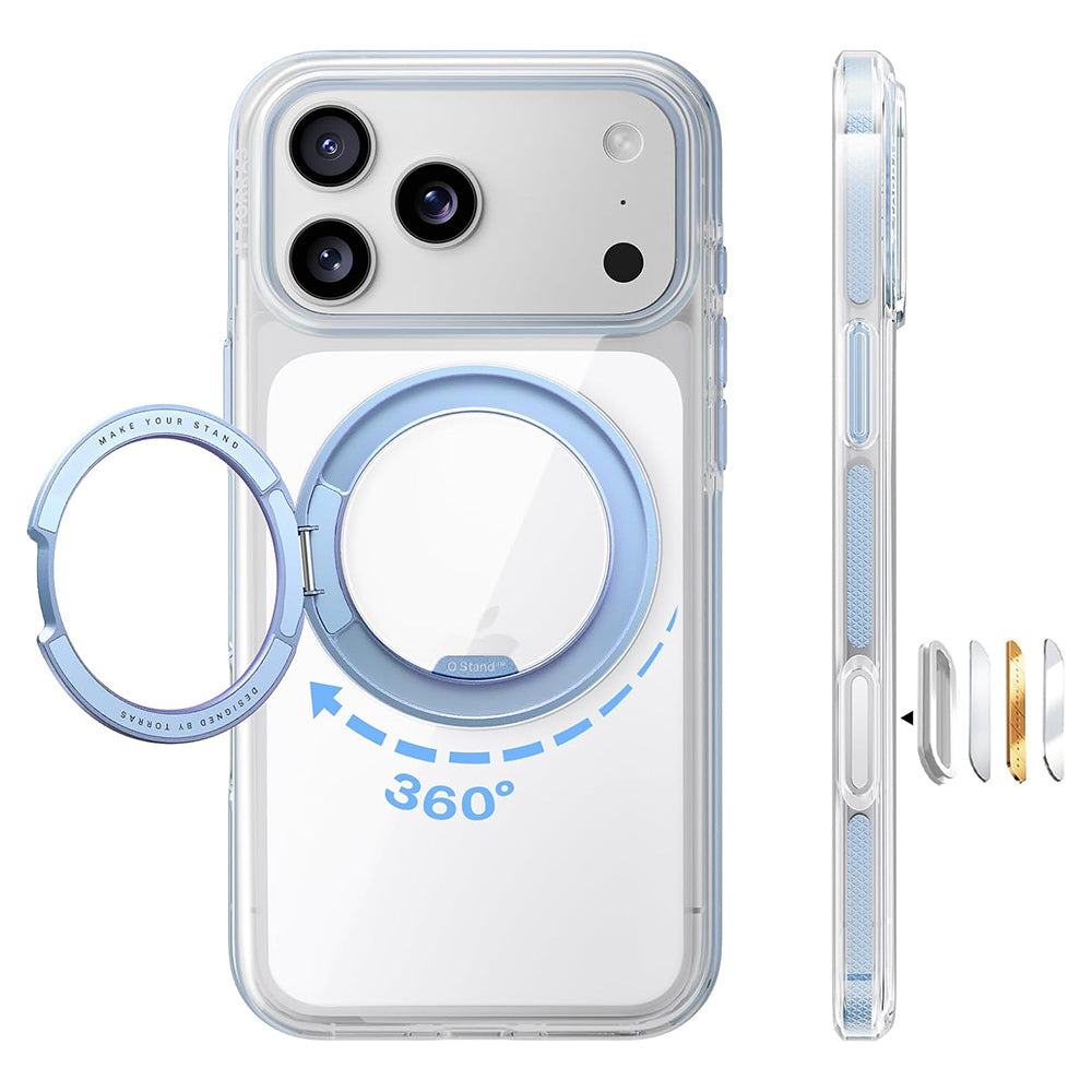 Θήκη MagSafe για Apple iPhone 18 Pro / 17 Pro, Torras, Ostand O3 Light, Μπλε