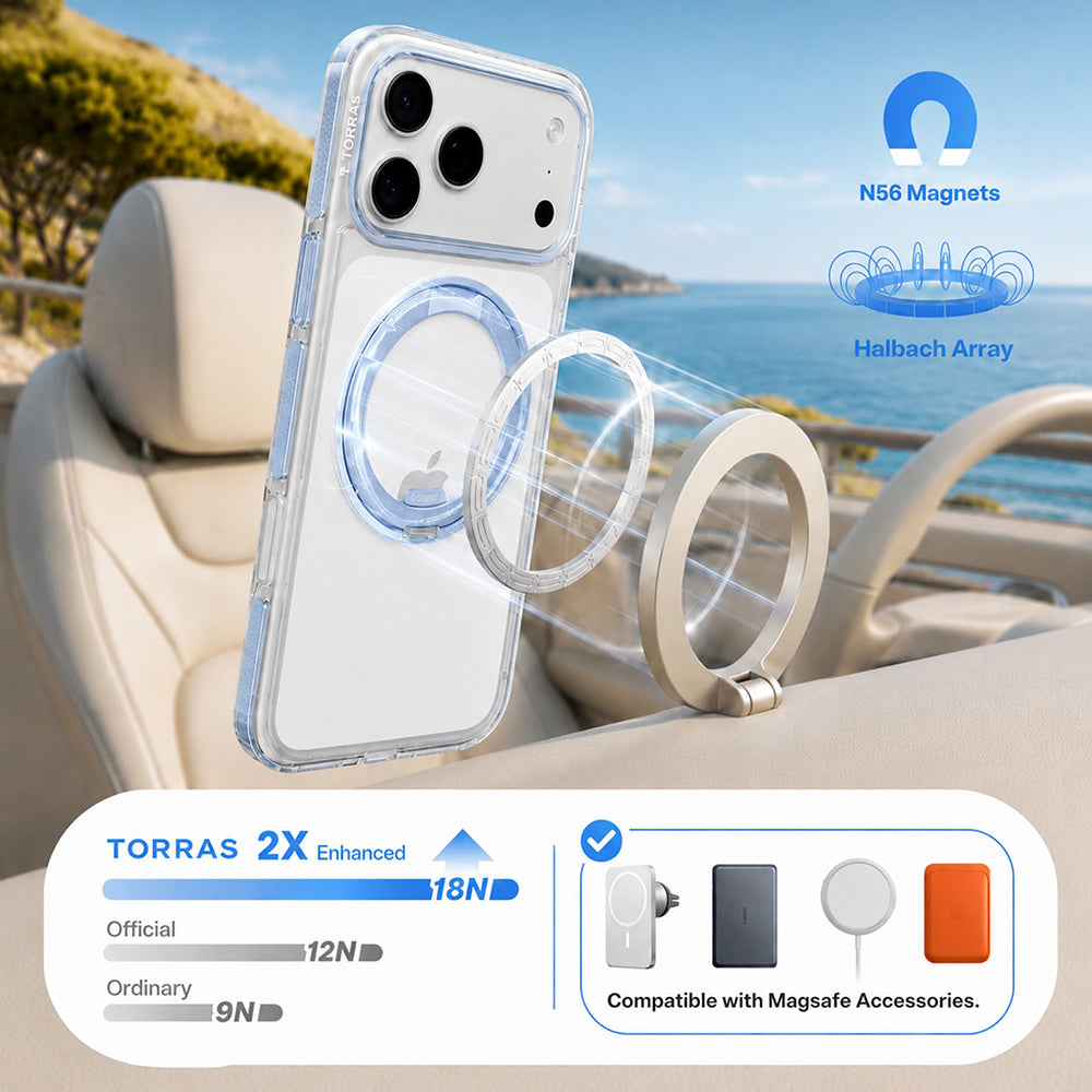 Θήκη MagSafe για Apple iPhone 18 Pro / 17 Pro, Torras, Ostand O3 Light, Μπλε
