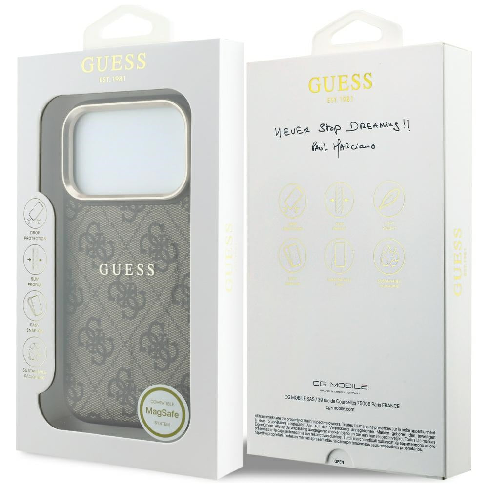 Θήκη MagSafe για Apple iPhone 18 Pro Max / 17 Pro Max, Guess, 4G Embossed Classic, Καφέ